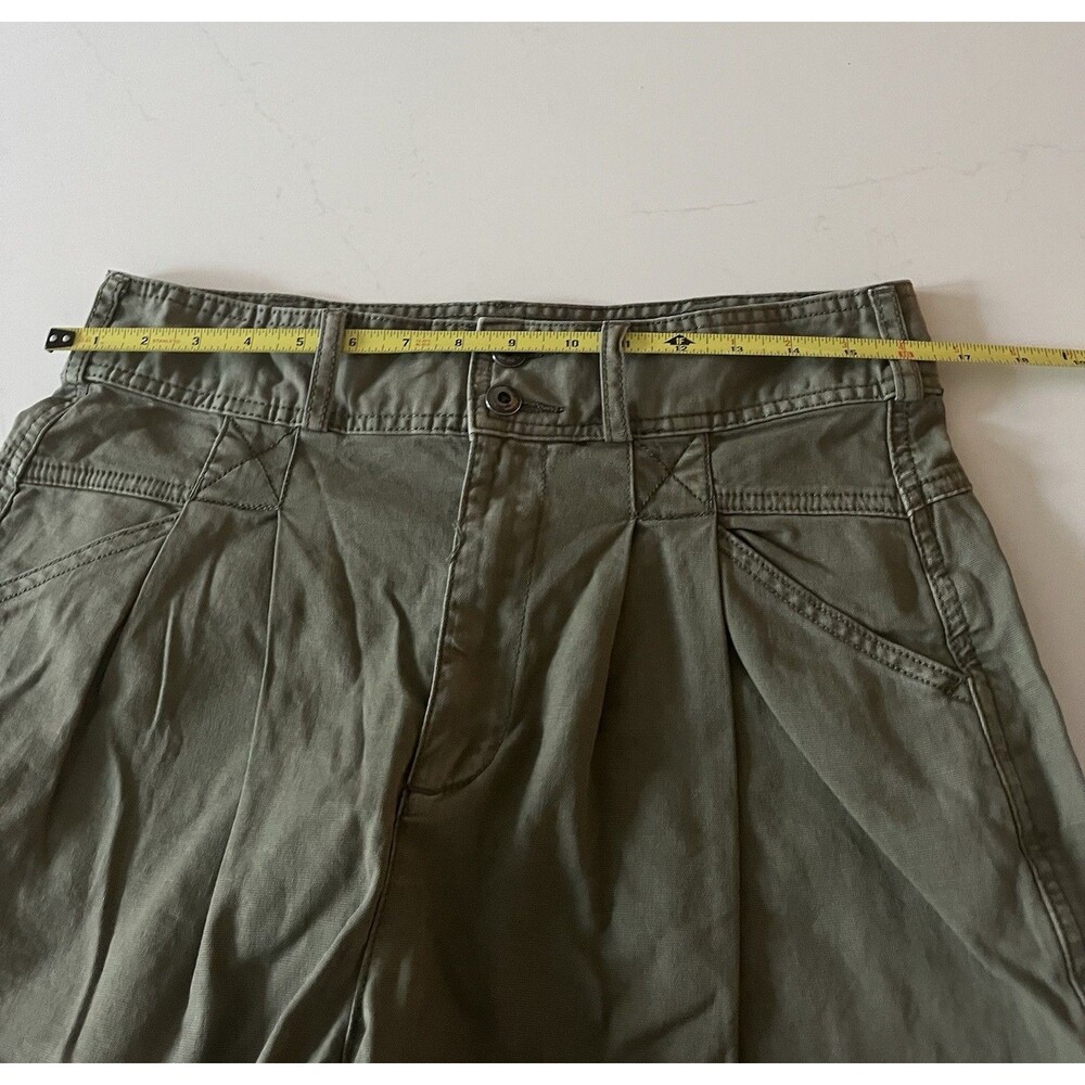 Pilcro Anthropologie High Waisted Pleated Utility Shorts Olive Green Size 29 - Picture 7 of 9